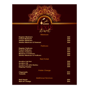Elegante und klassische Nail Tech-Preisliste Poster