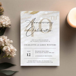 Elegante und klassische Perlenstruktur zum 40. Jub Einladung