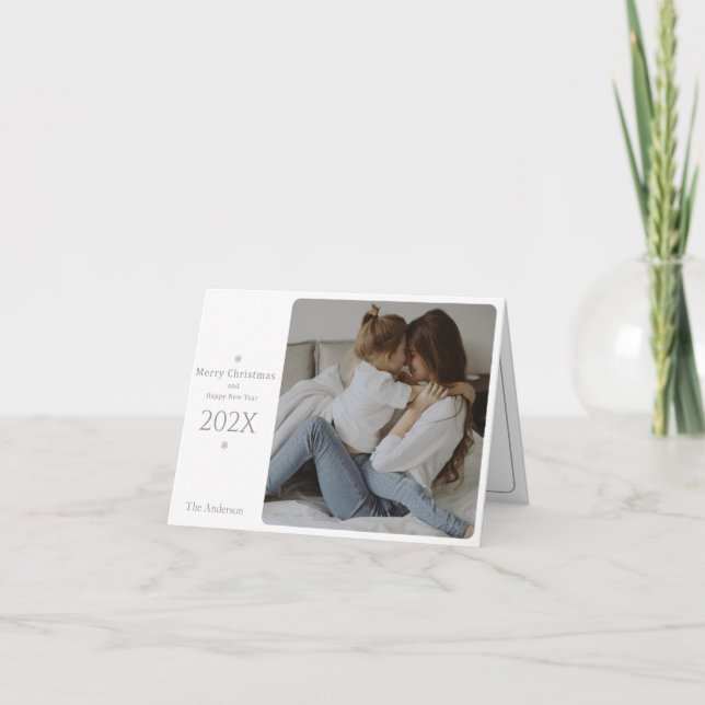 Elegante und klassische Weihnachts- und Neujahrska Dankeskarte (Vorderseite)