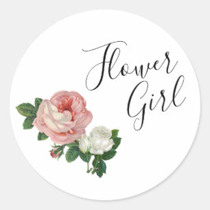Elegante und moderne Blume Rosen Blume Mädchen Runder Aufkleber