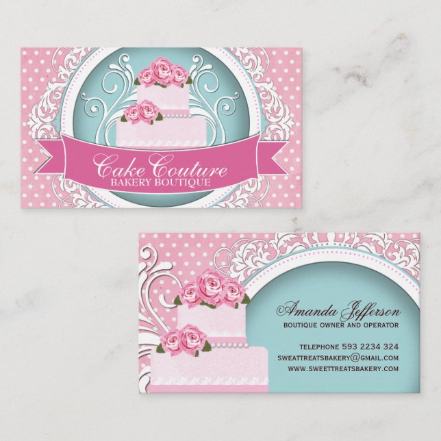 Elegante und moderne Cake Designer Business Cards Visitenkarte (Vorne/Hinten)