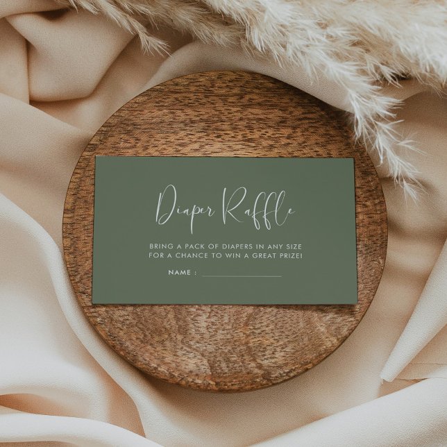 Elegante und moderne Dark Sage Diaper-Beilage Begleitkarte (Von Creator hochgeladen)