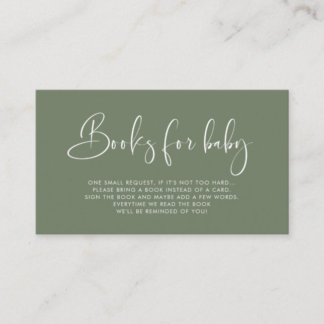 Elegante und moderne Dark Sage Green Book Request  Begleitkarte (Vorderseite)