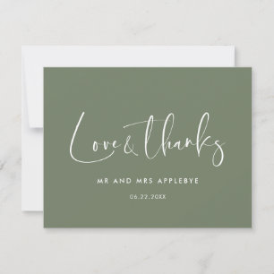 Elegante und moderne Dark Salbei Hochzeit Liebe &  Dankeskarte