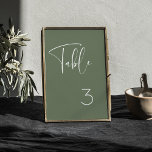 Elegante und moderne, dunkle Weise grüne Hochzeit Tischnummer<br><div class="desc">Eine moderne Typografie und eine trendige,  schlaue grüne Farbe für Ihre Hochzeitsstätte: Wählen Sie diese einfache und elegante Hochzeitssuite. Vollständig anpassbar: Sie können sowohl den Hintergrund als auch die Textfarbe beliebig ändern.</div>
