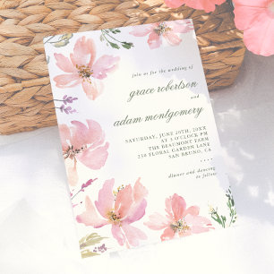 Elegante und moderne Frühlings-Aquarell-Blumenhoch Einladung