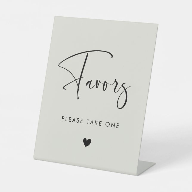 Elegante und moderne hellgrüne Gastgeschenke Hochz Sockelschild (Vorderseite)