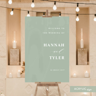 Elegante und moderne Hochzeiten Willkommen Grün Acrylschild