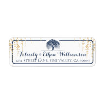 Elegante und moderne Marine & Gold Willow Tree Wed