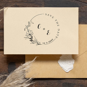 Elegante und moderne Monogramm-Save the Date-Initi Permastempel