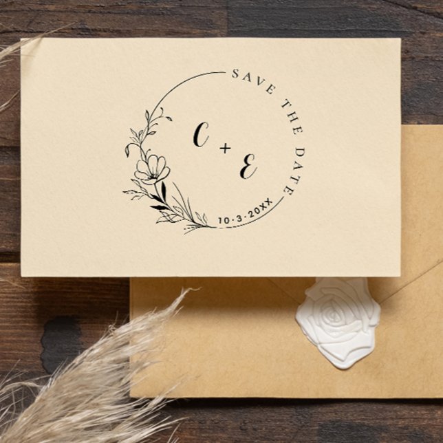 Elegante und moderne Monogramm-Save the Date-Initi Permastempel (Von Creator hochgeladen)
