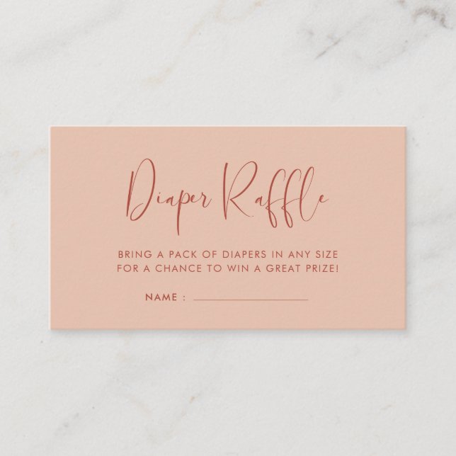 Elegante und moderne Peach Diaper-Beilage Begleitkarte (Vorderseite)