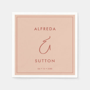 Elegante und moderne Pfirsichhochzeit Serviette