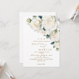 Elegante und moderne Rose Blumenhochzeit Einladung
