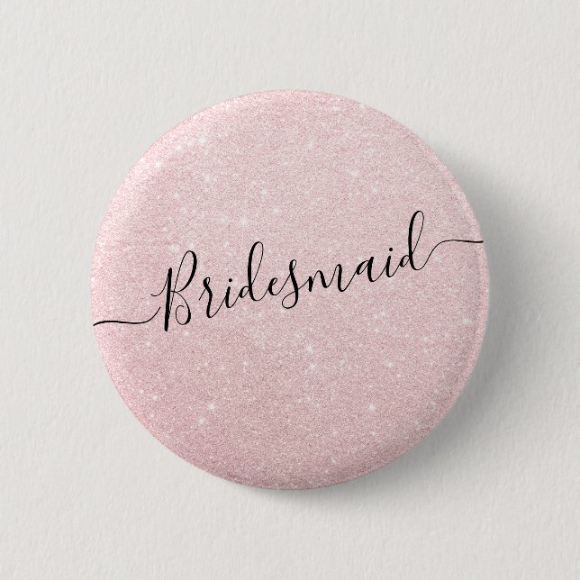 Elegante und moderne Rose Gold Glitzer Bridesmaid Button (Vorderseite)
