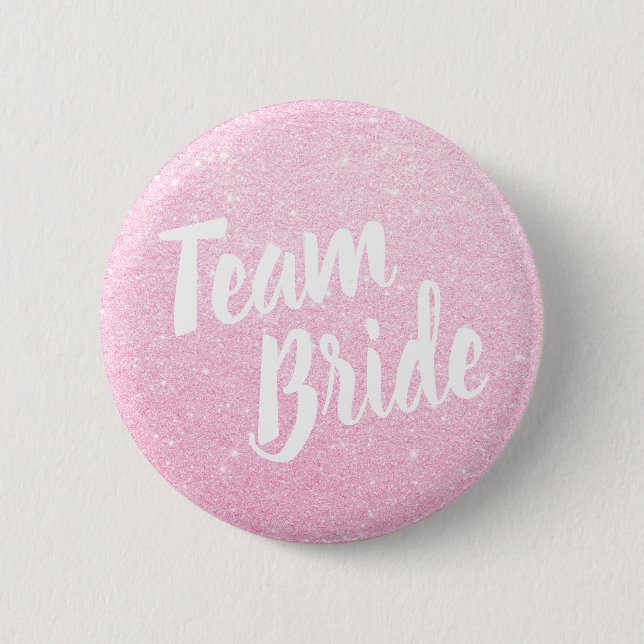 Elegante und moderne Rose Gold Glitzer Team Braut Button (Vorderseite)