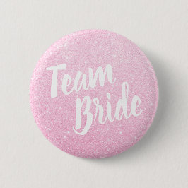 Elegante und moderne Rose Gold Glitzer Team Braut Button