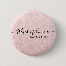 Elegante und moderne Rose Gold Glitzer Trauzeugin Button