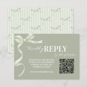 Elegante und moderne Sage-Bow-Hochzeit RSVP Karte