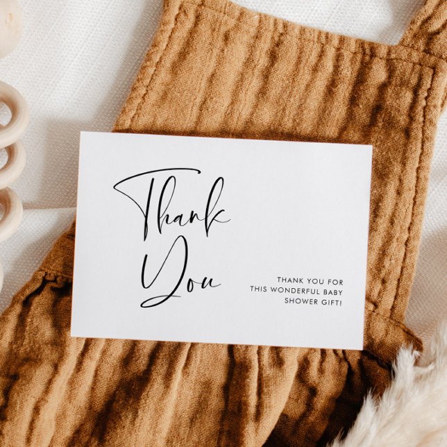 Elegante und moderne Schwarz-Weiß-Babydusche Dankeskarte (Von Creator hochgeladen)