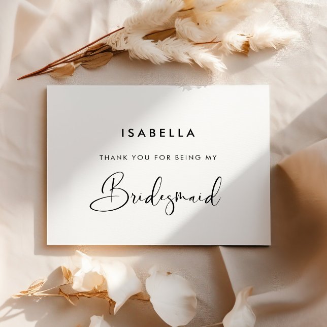 Elegante und moderne Schwarz-Weiß-Bridmaid Dankeskarte (Von Creator hochgeladen)