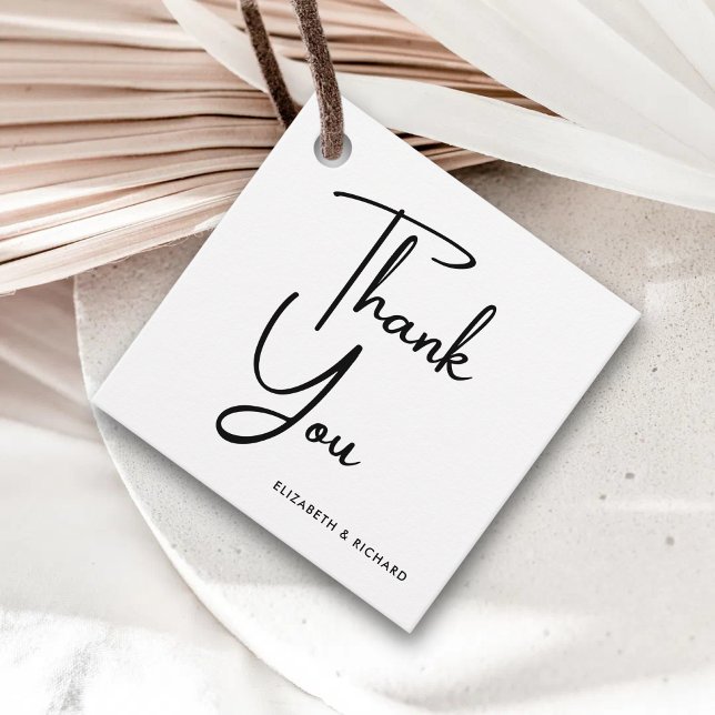 Elegante und moderne Schwarz-Weiß-Hochzeit Geschenkanhänger (Von Creator hochgeladen)