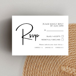 Elegante und moderne schwarze und weiße Hochzeit RSVP Karte