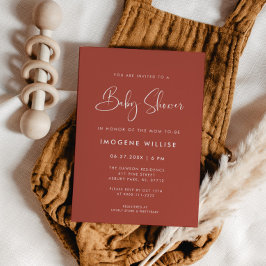 Elegante und moderne Terracotta Babydusche Einladung