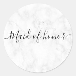 Elegante und moderne Trauzeugin aus weißem Marmor Runder Aufkleber