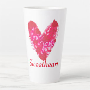 Elegante und moderne trendige Liebe im rosa Herzen Milchtasse