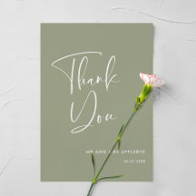 Elegante und moderne Weise grün Hochzeit Danke Kar