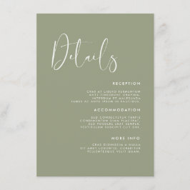 Elegante und moderne Weise grün Hochzeitsdetails Begleitkarte