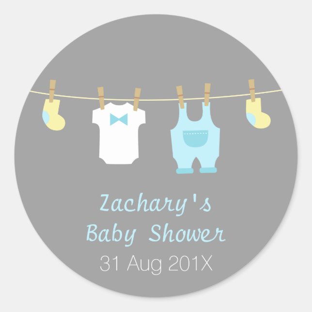 Elegante und Niedliche Baby Boy Kleidung, Babydusc Runder Aufkleber (Vorderseite)