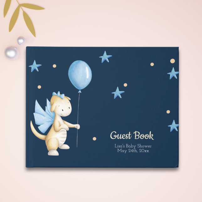 Elegante und Niedliche Baby Dragon Boy Babydusche Gästebuch (Von Creator hochgeladen)