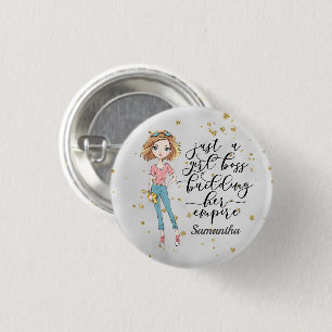 Elegante und Niedliche Dame   Girl Boss   Grau Button