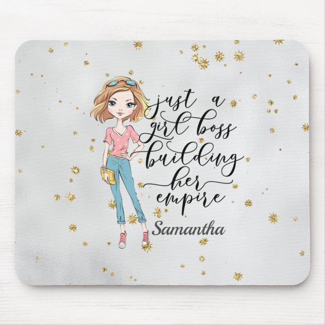 Elegante und Niedliche Dame | Girl Boss | Grau Mousepad (Vorne)
