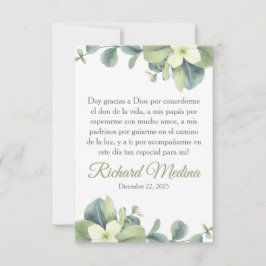 Elegante und Niedliche grüne Blätter auf Spanisch Dankeskarte