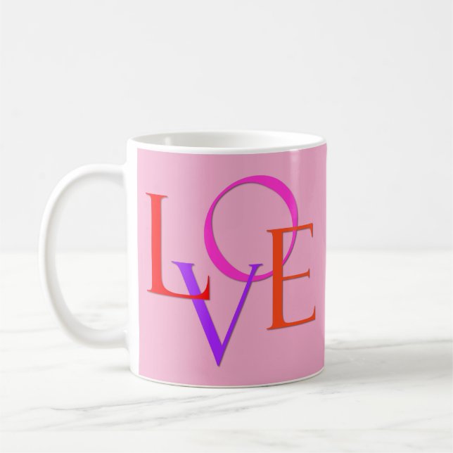 Elegante und Niedliche "LIEBE" auf hellrosa Kaffeetasse (Links)