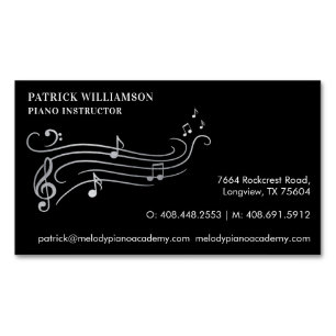Elegante und raffinierte Silver & Black Piano Musi Magnetische Visitenkarte