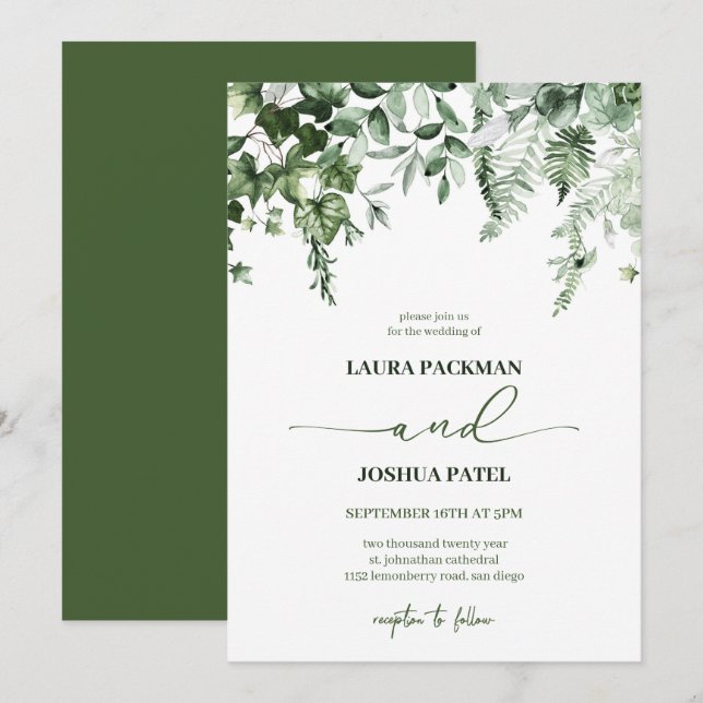 Elegante und romantische Grünanlagen Ivy de Sage W Einladung (Vorne/Hinten)
