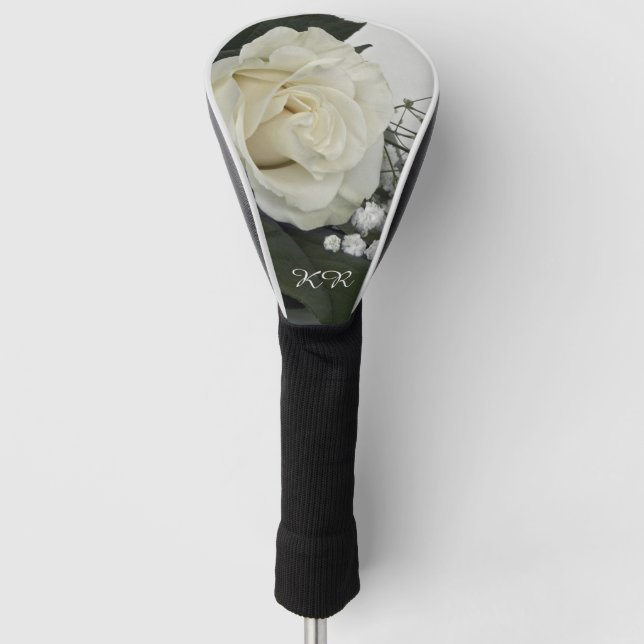 Elegante und romantische Weißrosen Personalisiert Golf Headcover (Vorderseite)