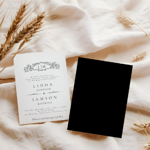 Elegante und schicke Hochzeit mit botanischem Wapp Einladung