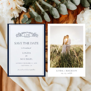 Elegante und schicke Hochzeit mit botanischem Wapp Save The Date