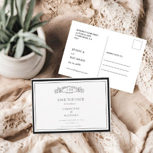 Elegante und schicke Hochzeit mit botanischem Wapp Save The Date