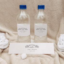 Elegante und schicke Hochzeit mit botanischem Wapp Wasserflaschenetikett