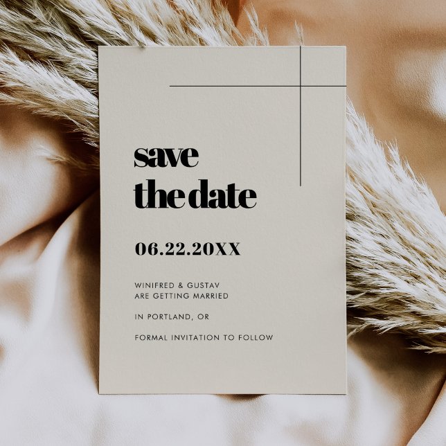 Elegante und schicke, minimalistische Creme Save t The Date (Von Creator hochgeladen)