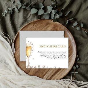 Elegante und schicke Perlen aus Gold und Prosecco Einladung