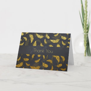 Elegante und schicke schwarze und goldene Feder Da Dankeskarte