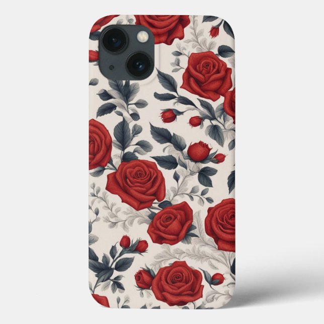Elegante und schöne Rote Rose Blumenmuster Art Case-Mate iPhone Hülle (Rückseite)