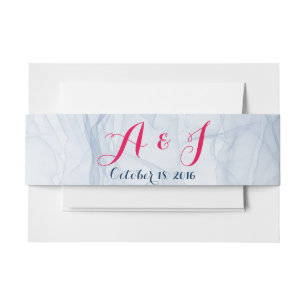 Elegante und stilvolle Bauchbands in Rosa und Blau Einladungsbanderole